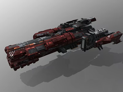 Red and Black Interstellar Spaceship With Futuristic Design For Cosmic Exploration 3d model
