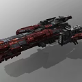 Red and Black Interstellar Spaceship With Futuristic Design For Cosmic Exploration