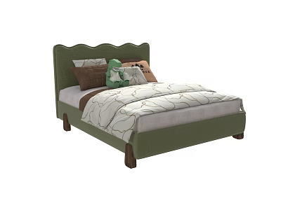 Modern Simple Double Bed 3d model