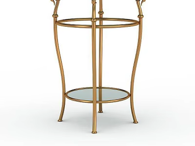 Elegant Round Side Table With Gold Metal Frame And Glass Top 3d model
