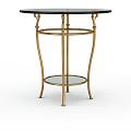 Elegant Round Side Table With Gold Metal Frame And Glass Top