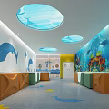 Kids Underwater Theme Swimming Pool Interior With Round Skylights Dolphin Decorations And Colorful Walls