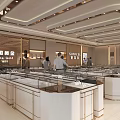 Elegant Modern Jewelry Store Interior With Glass Display Cases And Customers Shopping