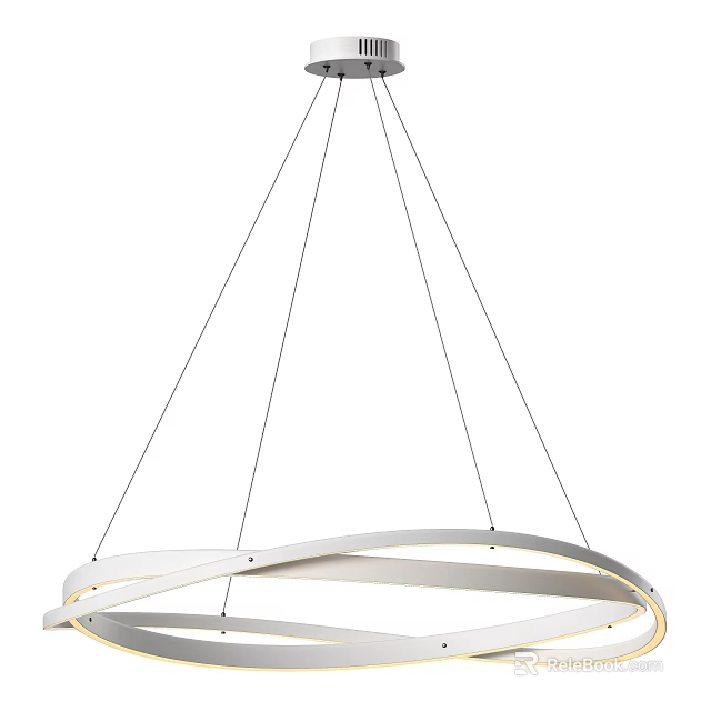Modern White Circular Chandelier with Sleek Hanging Design and Minimalist Style 3d model 