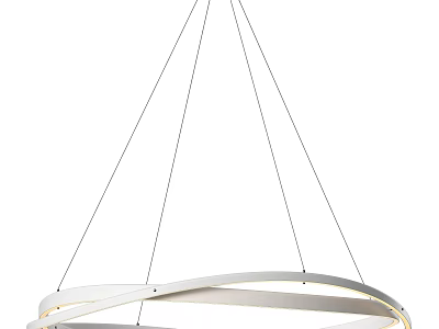 Modern White Circular Chandelier with Sleek Hanging Design and Minimalist Style 3d model
