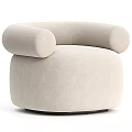 Beige Plush Single Seater Sofa With Rounded Armrests And Swivel Base