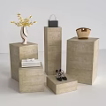 Modern Display Shelves With Staircase Round Designs And Decorative Handbags Shoes Vases