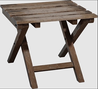 Outdoor old wooden folding wooden stool 3d model