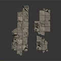 Irregular Broken Concrete Construction Pieces With Textured Surface For Scene Building 3d model