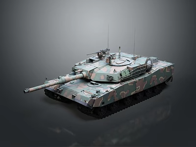 Modern Military Battle Tank With Camouflage Paint Main Gun Turret And Tracks 3d model