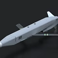 Military Missile With Gray Fuselage White Nose Cone Aerodynamic Wings And Stabilizing Tail Fins