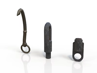 Black Metal Mechanical Parts With Various Shapes And Industrial Design Features 3d model
