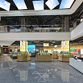 Spacious Supermarket Department Store Interior With Fresh Produce Shelves And Bright Lighting