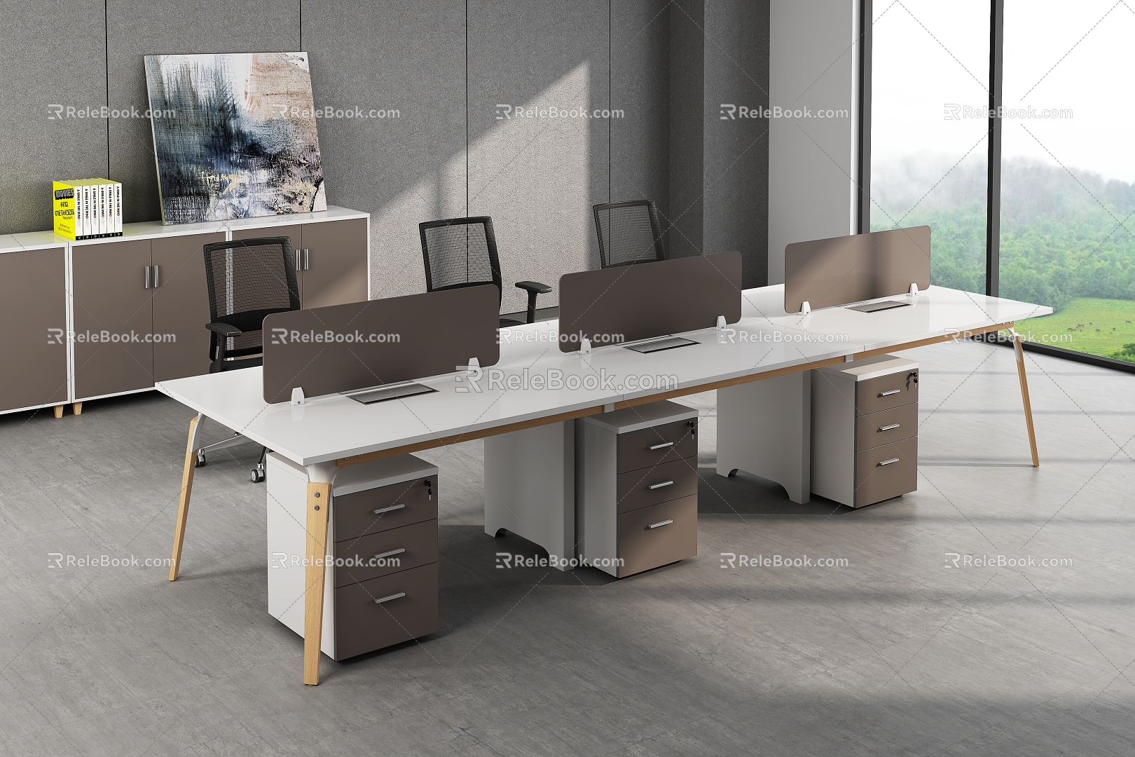 Workstation Desk Office Desk Staff Desk 3d model