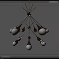 Modern Metal Chandelier With Multiple Spherical Bulbs For Interior Lighting Decor 3d model