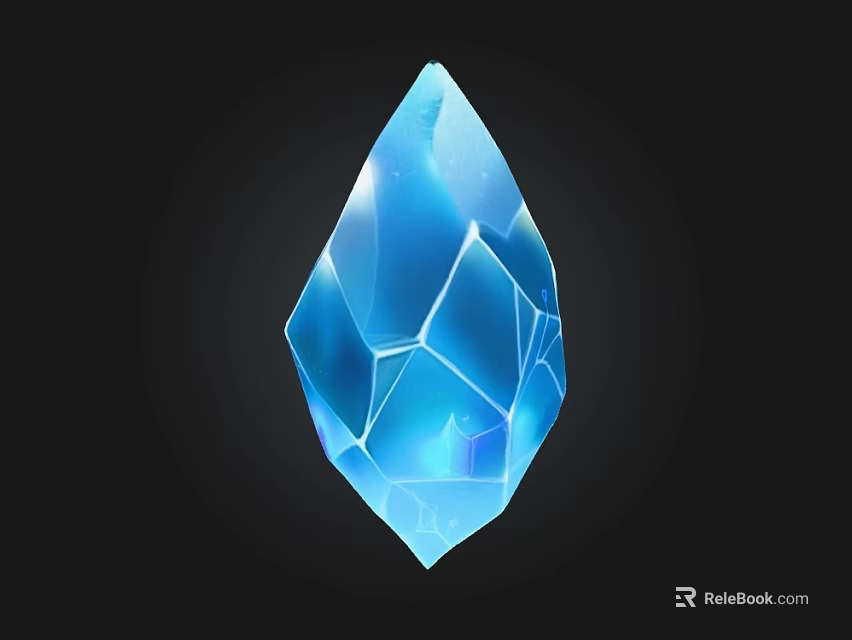 Blue Geometric Crystal Gemstone With Shiny Transparent Surface On Black Background 3d model 