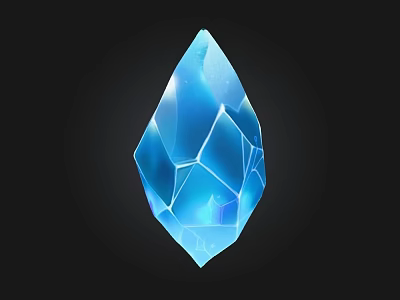 Blue Geometric Crystal Gemstone With Shiny Transparent Surface On Black Background 3d model