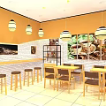 Biboti Milk Tea Shop With Yellow Signage Modern Interior Counter Display Case And Tables