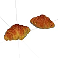 Golden Flaky Croissants Freshly Baked with Crispy Texture on White Background