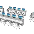 Modern Computer Desk and Chair Monitoring Desk Computer Desk 3d model