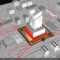 Industrial Equipment Integrated Circuit Chip Module Featuring Red Connecting Wires And Grid Base Plate