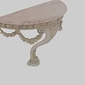 Elegant Classical Console Table With Marble Top And Ornate Carved Details