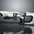 Futuristic Sci Fi Gun With Metallic Finish And Ergonomic Grip Structure