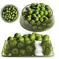 Ceramic Bowls Filled With Fresh Green Fruits In Various Shapes And Designs