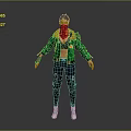 Detailed 3D Character With Green Jacket Red Scarf Black Pants And White Shoes
