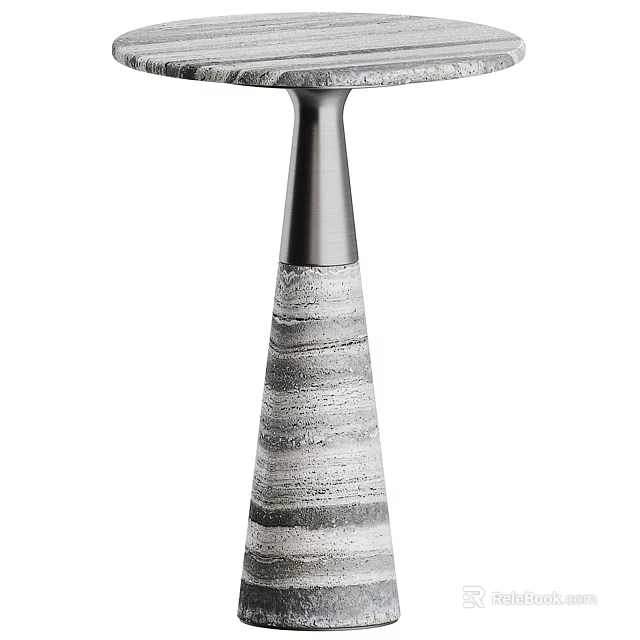 Modern Ceramic Side Table With Metal Conical Base And Textured Surface 3d model