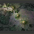 3D Topographic Model Featuring Colorful Terrain Surface And Detailed Mountain Texture