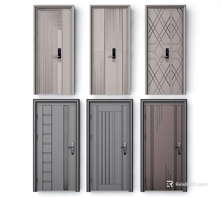 Modern Security Doors With Diverse Pattern Designs Secure Locks And Stylish Finishes 3d model