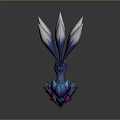 Fantasy Creature 3D Model With Blue White Feathers And Pink Purple Horns