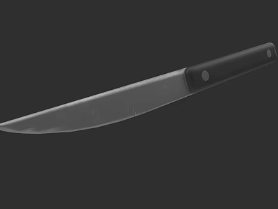 Sharp Kitchen Knife With Black Handle And Metal Blade For Cooking 3d model