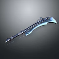 Serrated Metallic Blade With Sharp Edge Intricate Fantasy Design And Textured Handle