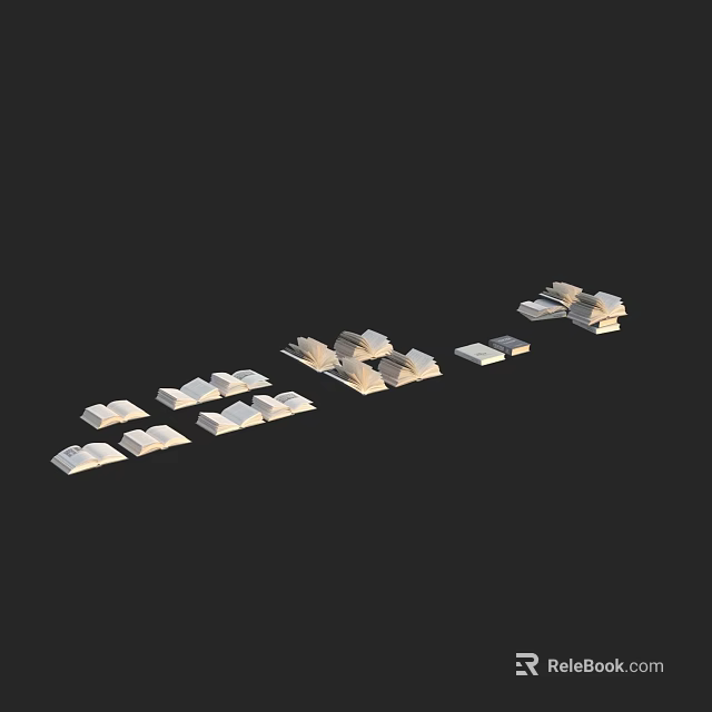 White Books Magazines 3D Models Arranged In Creative Display On Black Background 3d model