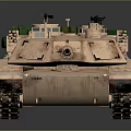 Beige Military Tank With Detailed Exterior On Reflective Surface