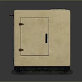 Beige Square Equipment Case With Double Doors Metal Latches And Wheels