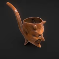 Hand Carved Wooden Face Shaped Lifestyle Product With Long Handle