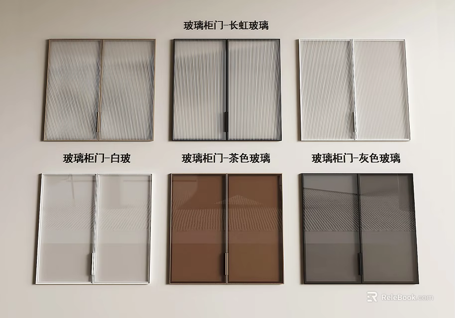 Glass Wardrobe Doors with Changhong Glass in White Brown and Gray Colors 3d model 