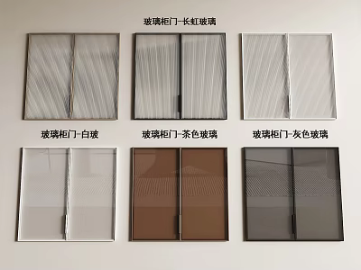 Glass Wardrobe Doors with Changhong Glass in White Brown and Gray Colors 3d model