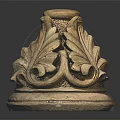 Detailed Hand Carved Ornamental Stone Sculpture With Leaf And Scroll Design