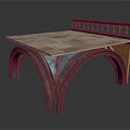 Unique Wooden Table With Arched Legs And Decorative Edge Design