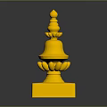 Golden Decorative Equipment With Multi Tiered Lotus Structure And Square Base 3d model