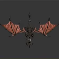 Intricate Detailed Mechanical Dragon With Red Wings Metallic Body And Sharp Claws