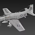 U.S. Navy Propeller Fighter Jet 527 With Straight Wings In Blue Sky