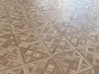 Wooden Floor With Intricate Geometric Parquet Pattern And Natural Wood Texture 3d model