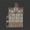 Traditional Model House With Red Tiled Roof Chimneys And Wooden Framed Windows