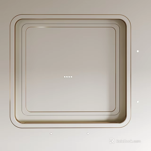 Minimalist Square Recessed Ceiling Design With White Surface And Frame Details 3d model 