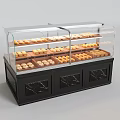 Modern Curved Glass Bakery Display Cabinet With Lower Storage For Displaying Fresh Bread And Pastries